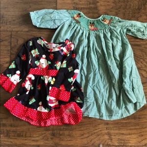 Bundle of two baby girl Christmas dresses